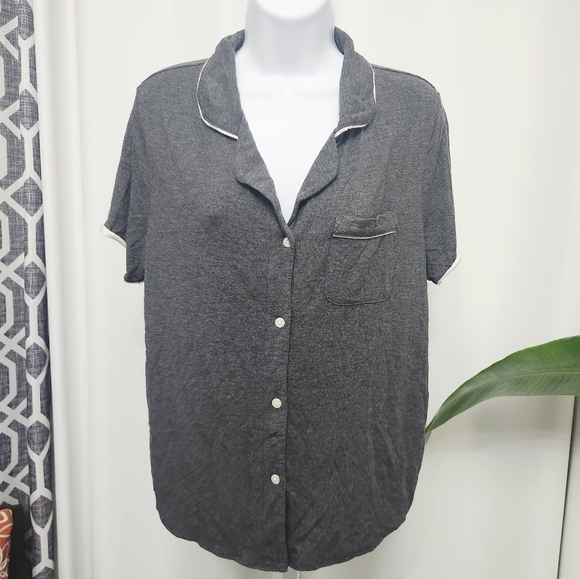 stars above Other - Stars Above Charcoal Button Down Lounge Wear Pj Shirt
